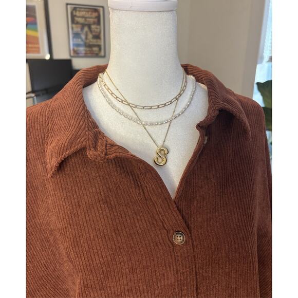 Madewell Corduroy Shacket Rust Brown Plus Size 3X - Picture 2 of 7